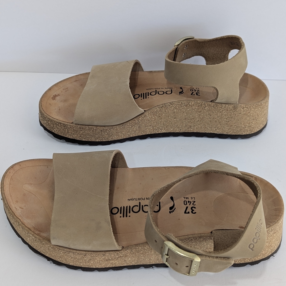 New Birkenstock Papillio Cork Glenda Wedge Ankle Strap Sandal Size 37 - Picture 9 of 15
